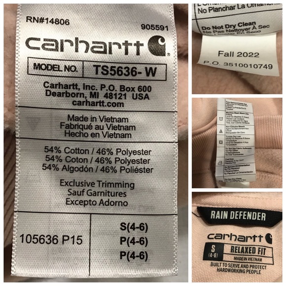 Carhartt Womens Rain Defender Relaxed Fit Hoodie Size S Pink Sweatshirt Grunge - Picture 11 of 14